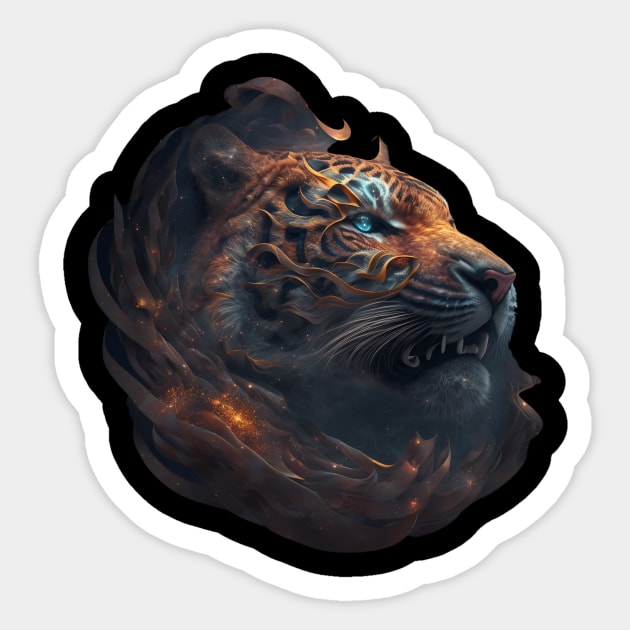 Tiger in Space with unique Design Sticker by HappysSpace